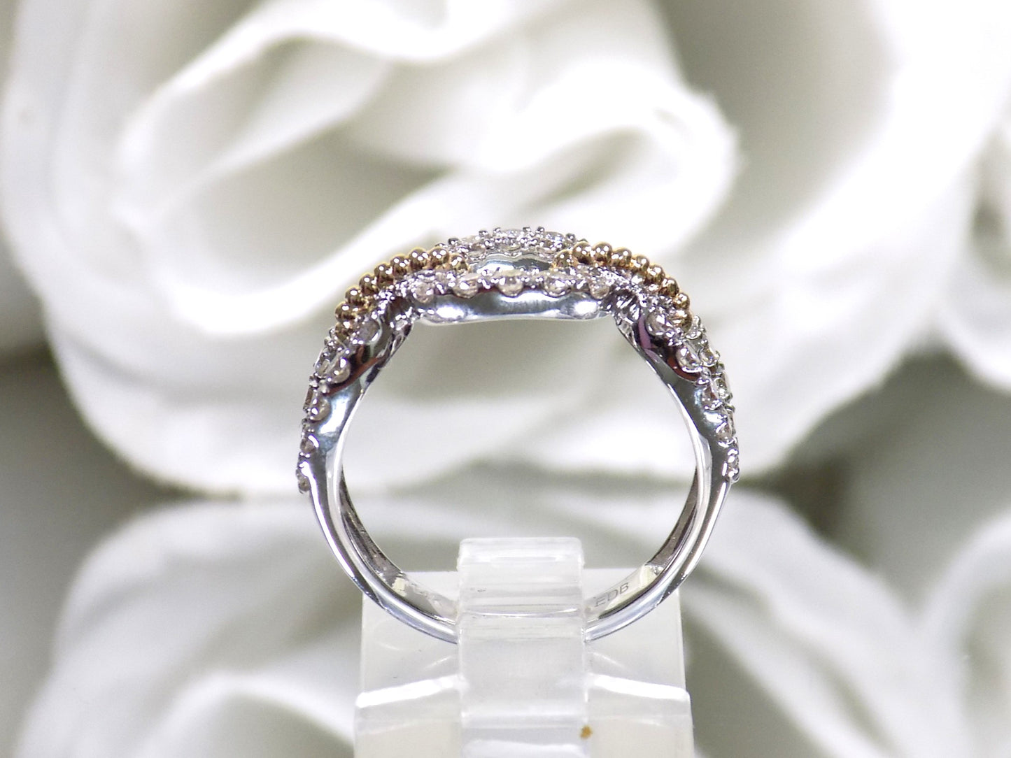 .75ct TW Heritage Style Link Rope Wide Diamond Band in 14K White & Yellow 2-Tone Gold Gold