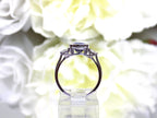 Women's Custom 4.50ct TW Bezel Set Natural Cushion Cut Tanzanite & Baguette Diamond Ring in Solid 14K White Gold
