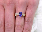 Women's 1.71ct TW Natural Oval Shape Tanzanite & Diamond Ring in 14K Yellow Gold - Straight Line Style