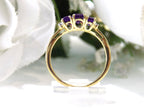 Women's 1.25ct TW 3-Stone Genuine Emerald Cut Amethyst & Diamond Ring in 10K Yellow Gold
