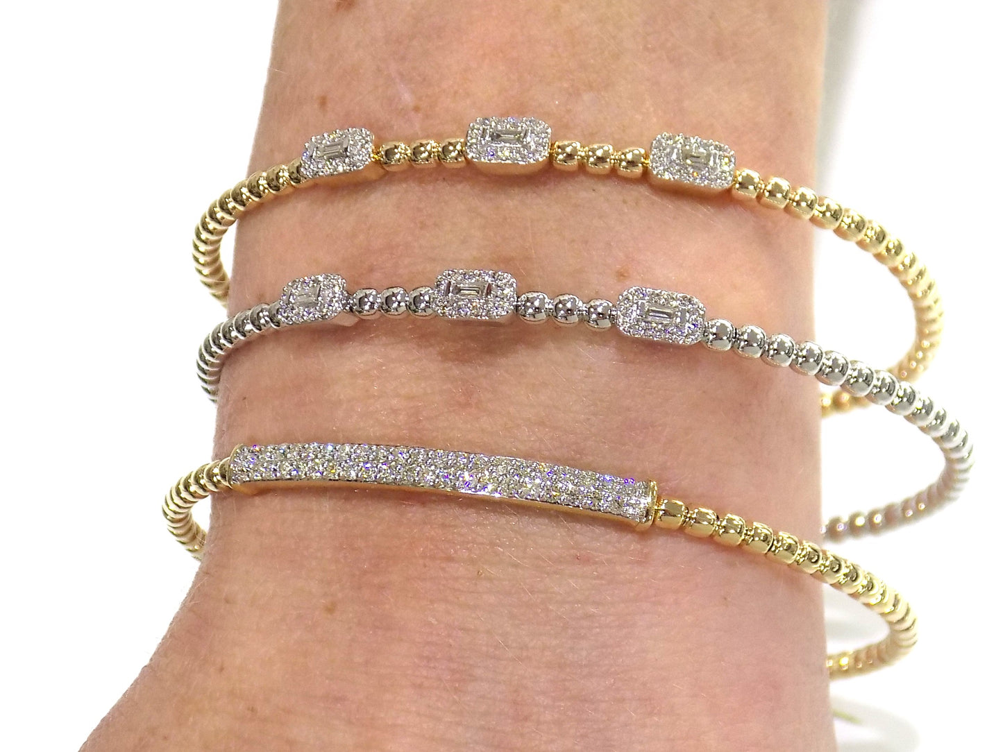 Women's .50ct TW Natural Diamond Twist Flex Bangle in Solid 10K Yellow Gold - Diamond Cuff Bracelet