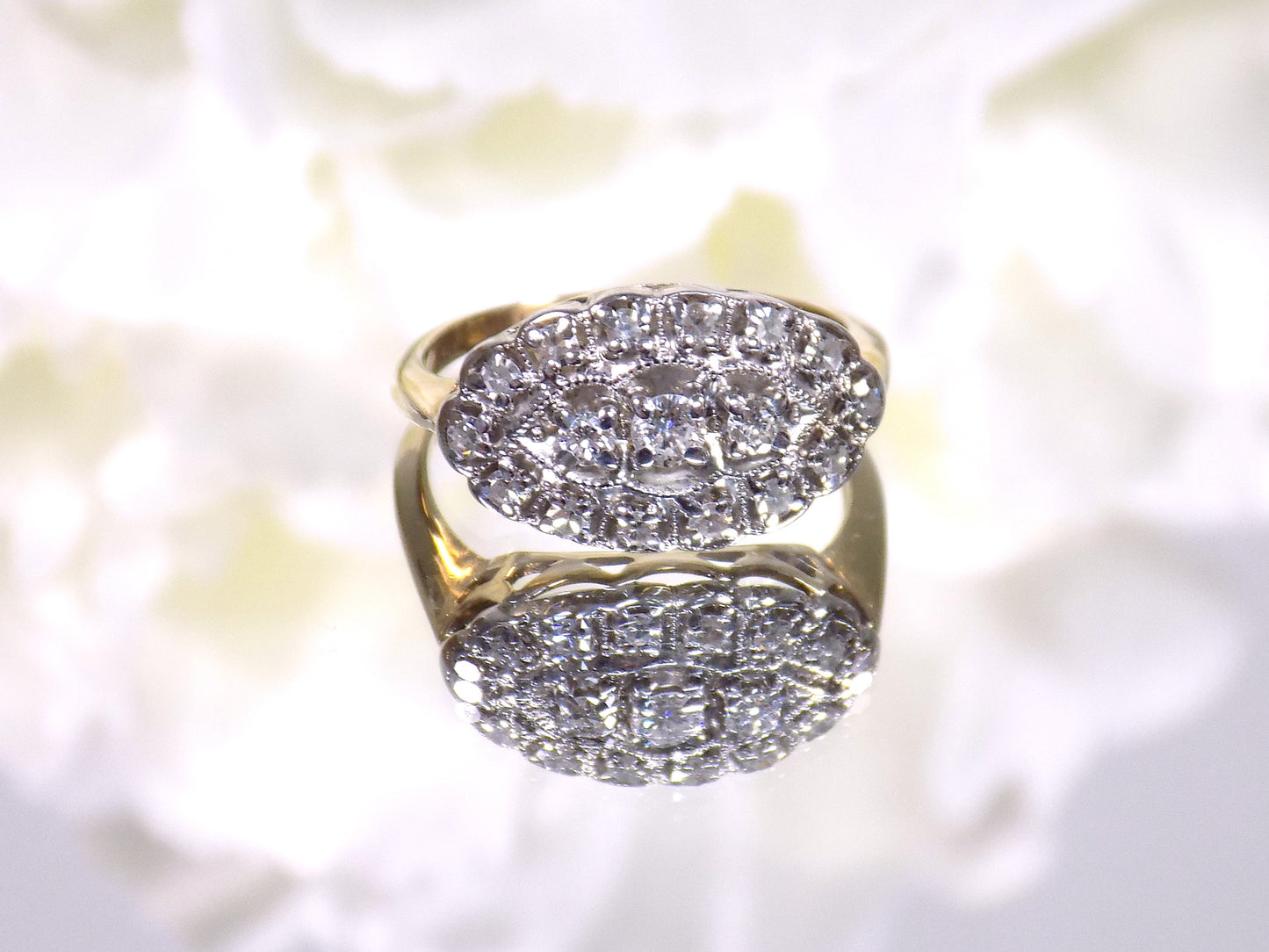 Vintage Traditional Princess Style Genuine Diamond Ring .33ct TW in 14K 2-Tone Yellow & White Gold - Like New Condition