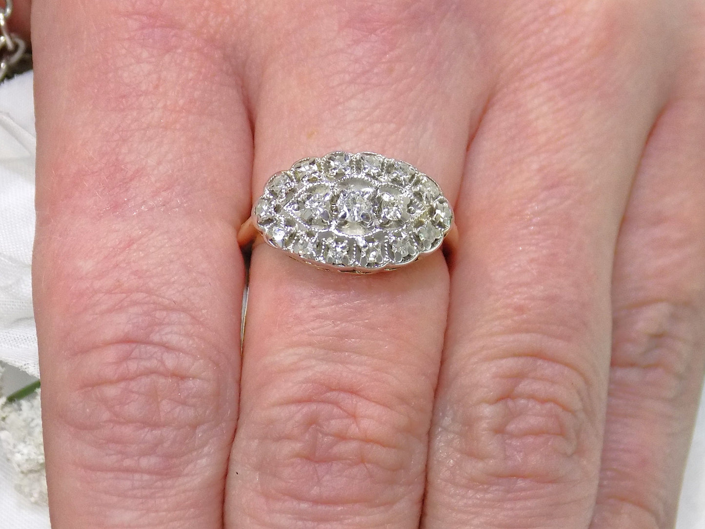 Vintage Traditional Princess Style Genuine Diamond Ring .33ct TW in 14K 2-Tone Yellow & White Gold - Like New Condition
