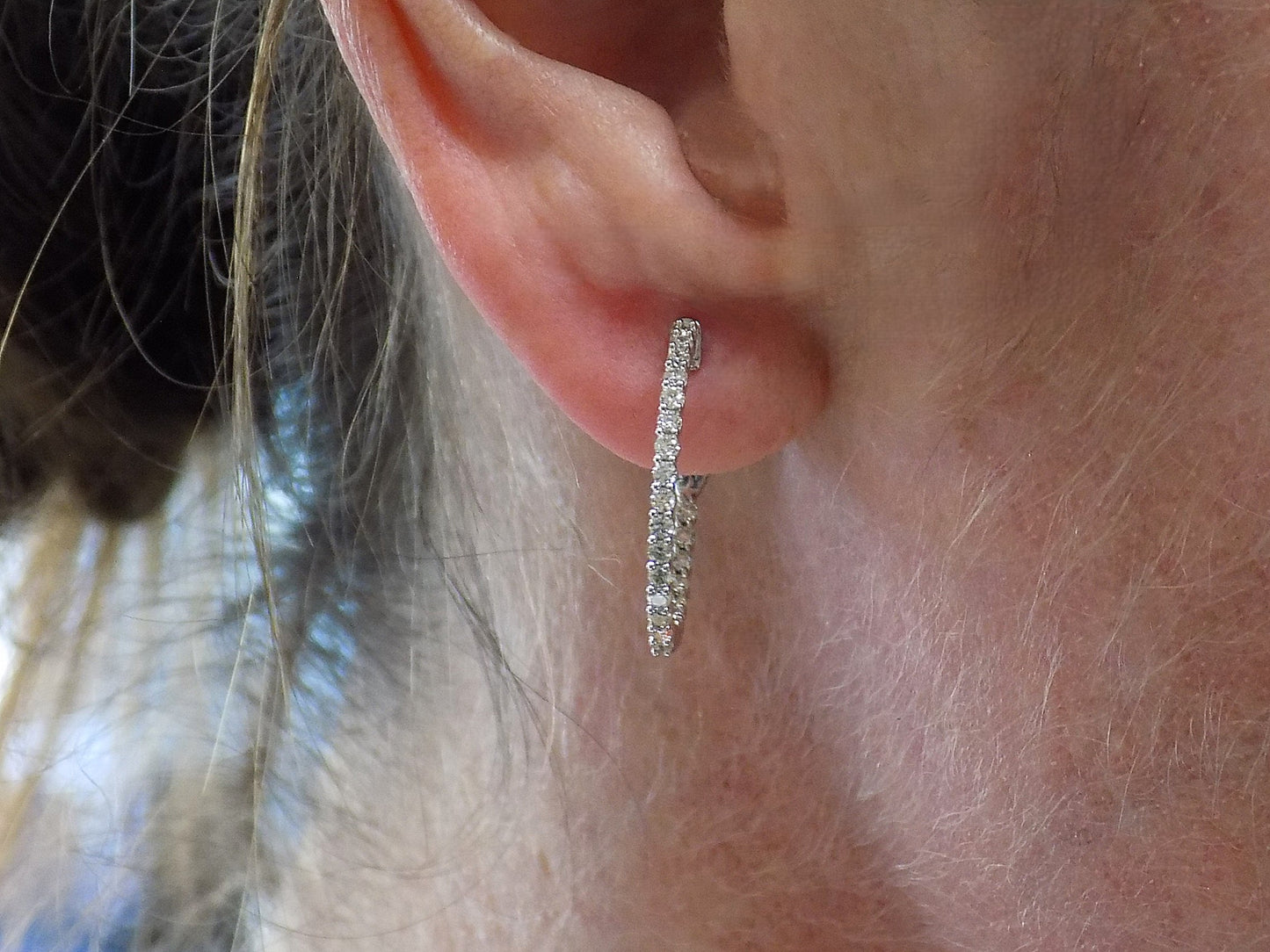 Inside-Out .50ct TW Natural Diamond Hoop Earrings in 10K White OR Yellow Gold (your choice)