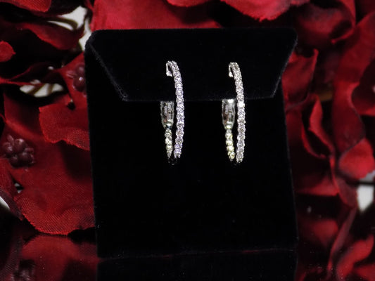 Inside-Out .50ct TW Natural Diamond Hoop Earrings in 10K White OR Yellow Gold (your choice)