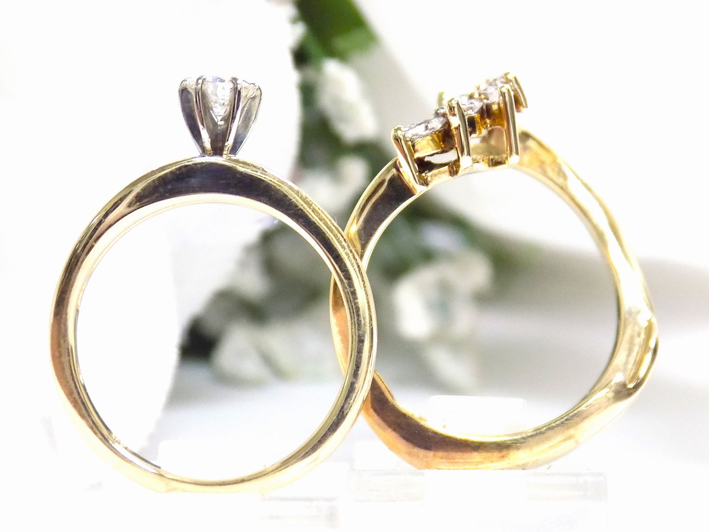 .77ct TW Custom Designed Natural Round Brilliant Diamond Wedding Set with a .25ct Round Center in 14K Yellow Gold (Matching Band/Wrap Included)