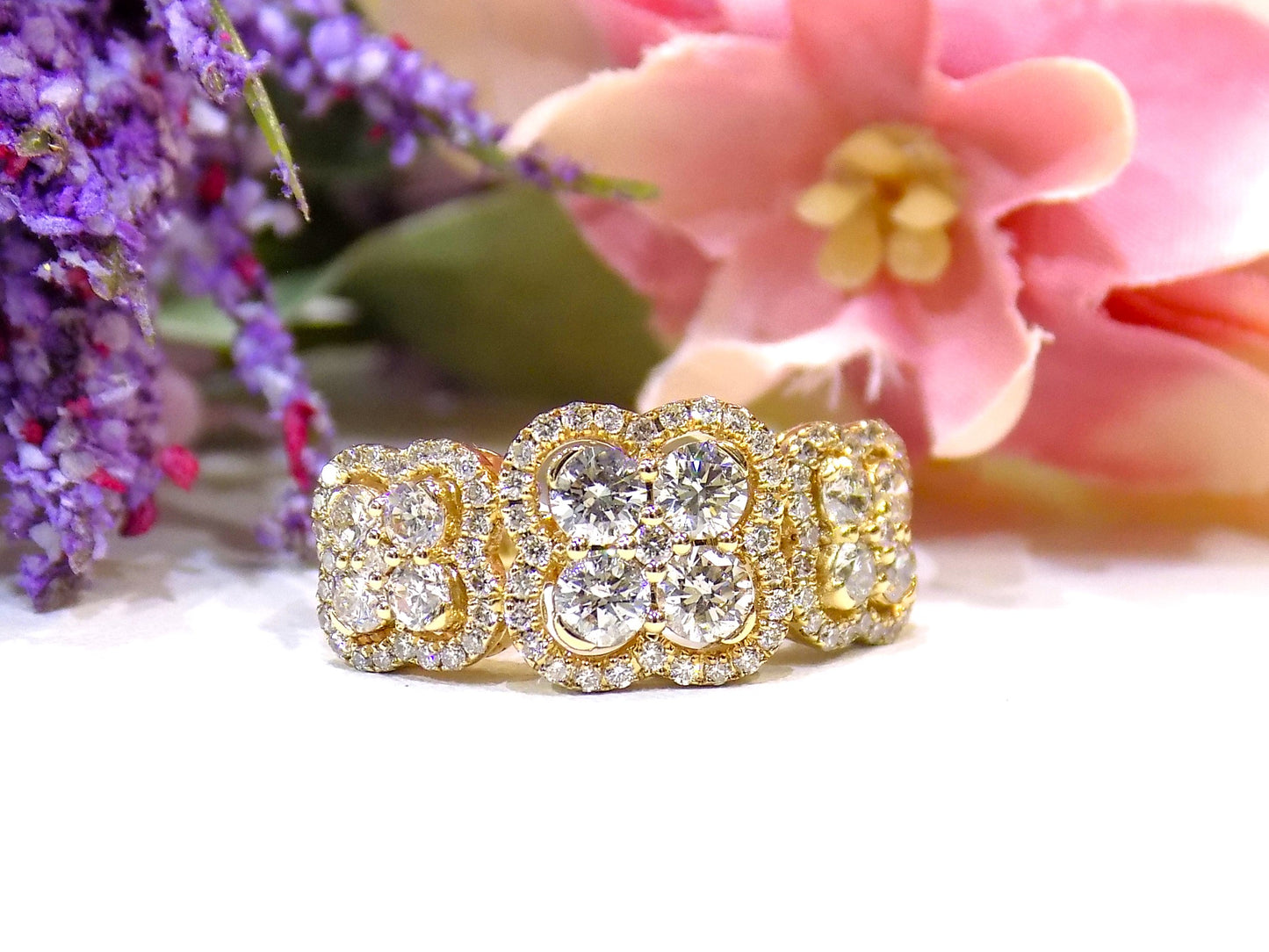 Women's 1.50ct TW Natural Round Brilliant Decorative Diamond Band in Solid 14K Yellow Gold
