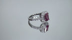 Women's 2.15ct TW  Natural Emerald Cut Pink Tourmaline & Diamond Ring in Solid 14K White Gold