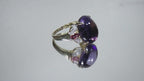 Women's 11.56ct Natural Oval Shape Cabochon Amethyst with Pink Tourmaline & Diamond Accents in 10K