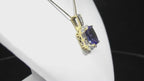 Women's 5.65ct Natural Rectangular Cushion Tanzanite & Diamond Pendant or Necklace in Solid 14K Yellow Gold - Chain Not Included
