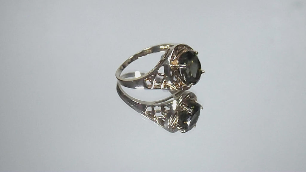 Women's Approx. 13.08ct Natural Fantasy Oval Shape Smoky Topaz or Smoky Quartz & Diamond Ring in 14K ROSE Gold