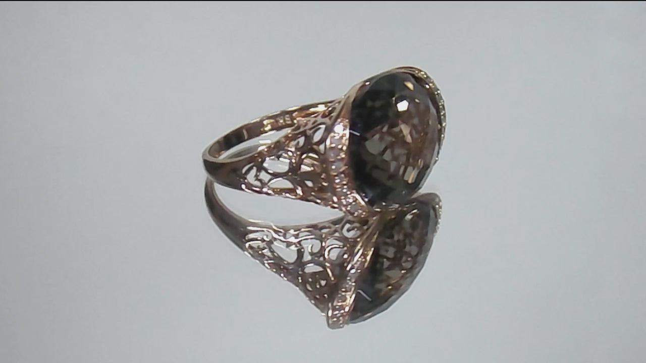 Women's 1.70ct Natural Oval Shape Green Tourmaline Filigree Style Solitaire Ring in 10K Yellow Gold
