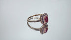 Women's EFFY 1.00ct TW Natural Oval Shape Ruby with Chocolate & White Diamond Ring in Solid 14K Rose Gold